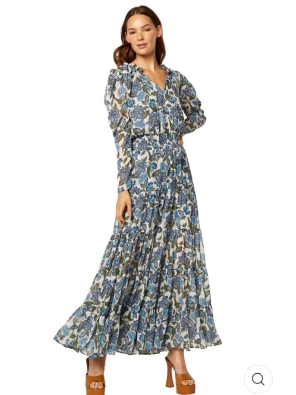Misa Los Angeles Maxi Vida Dress In Flora Azulia Blue a floral Maxi Dress